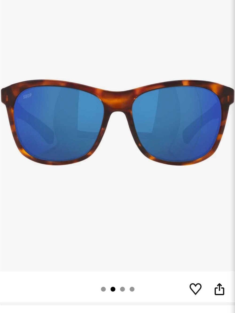 NEW in Box Costa Vela Tortoise Frame Blue Mirror Lens 580P Polarized Sunglasses